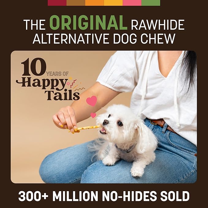Earth Animal No Hide Stix - Long Lasting Rawhide Free Small Dog Chews Sticks, Pork - 90 Count