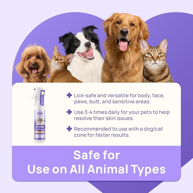 HICC PET Hot Spot Treatment Spray for Dogs & Cats, 2X Strength for Dog Wound Care, Dog Itch Relief Spray for Alleviate Dry Itchy Skin, Allergies, Inflammation, Dog Skin Irritation Treatment, 10 fl oz