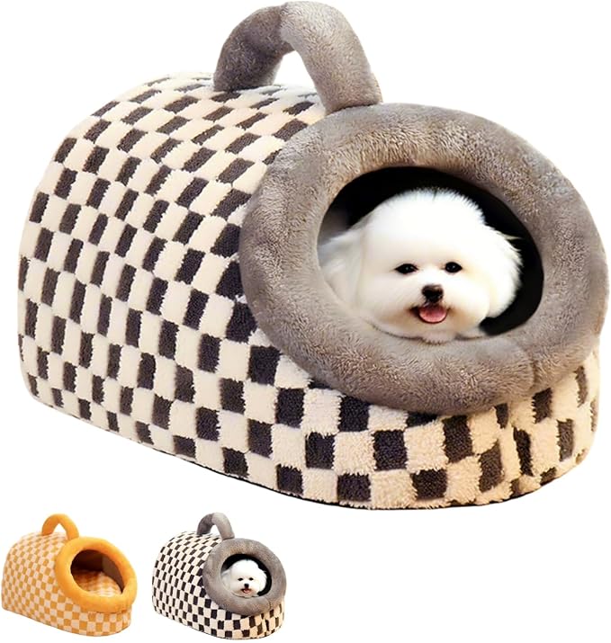 Dog Bed Cat Bed (Grey, m) Dog Bed Cat Bed Medium with Large Indoor for Small Indoor Outdoor Dogs Cats Fluffy Calming，Round beds，Anxiety Washable -Medium