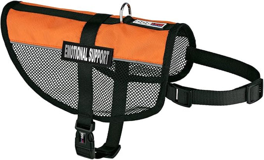 Dogline MaxAire Multi-Purpose Mesh Vest for Dogs and 2 Removable Emotional Support Patches, Small, Orange