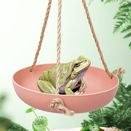 Frog Swing Toys, Plastic Reptile Amphibian Climbing Toys, Tank Aquarium Terrarium Decoration Accessories, Suitable for Frog Gecko Lizard Chameleon Hermit Crab (Pink, Small)