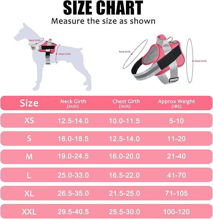 Bolux Dog Harness, No-Pull Reflective Dog Vest, Breathable Adjustable Pet Harness with Handle for Outdoor Walking - No More Pulling, Tugging or Choking (Red, S)