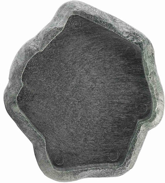 Reptile Bowl, Resin Rock Reptile Food and Water Feeder Pet Aquarium Ornament Terrarium Dish Plate for Tortoise Lizard Iguana(Dark Green S)