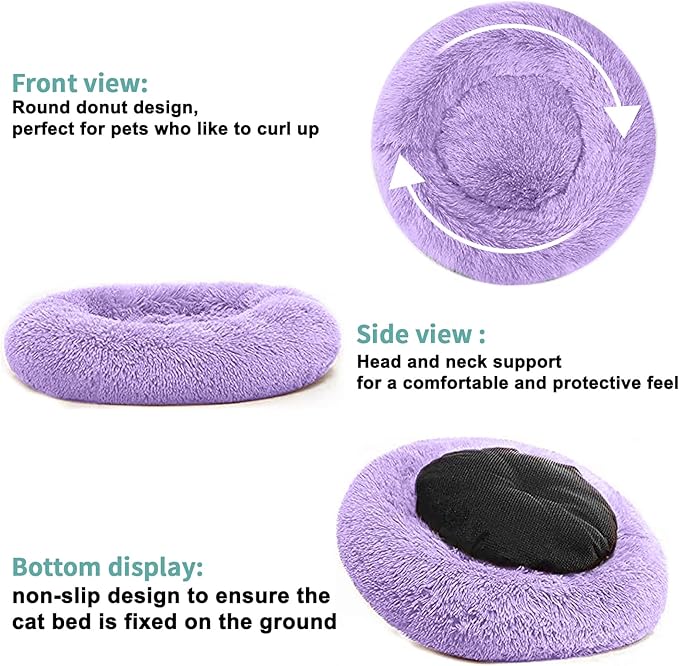 Nisrada Dog Bed for Small Medium Large Dogs, 20 inch Calming Dogs Bed, Washable-Round Cozy Soft Pet Bed for Puppy and Kitten with Slip-Resistant Bottom