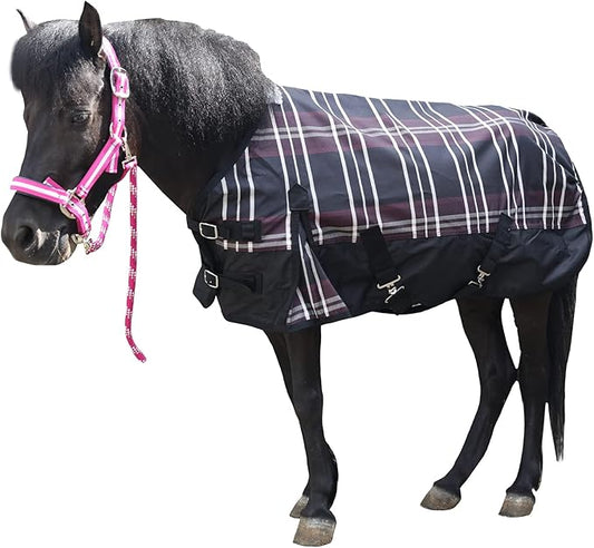 600 Denier Ripstop Mini Horse Blanket - 0g Fill Lightweight, Waterproof Breathable Miniature Pony/Donkey Turnout Rain Sheet Redplaid 39
