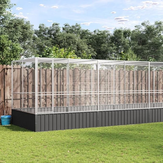 Steel Aviary with Extension, Large Bird Cage with Lockable Door, Aviary Spacious and Versatile Cage Ideal for Parakeets, Parrots, Lovebirds, Cockatiels, Pigeons, 246.1"x81.5"x83.5",-282