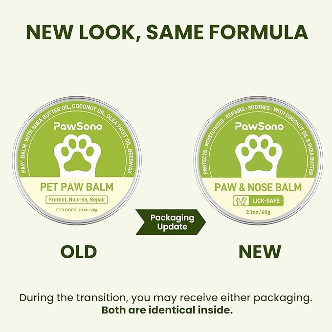 Lick-Safe Dog Paw & Nose Balm with Coconut Oil | All-Natural Paw Moisturizer & Cream for Dry, Cracked Pads & Snouts| Paw Wax & Soother, Nose Butter for Bulldogs| Horse Hoof Care (2.1 oz*2)