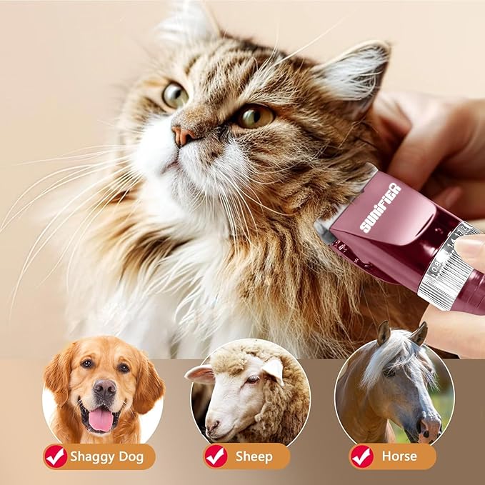 Professional Dog Grooming Clippers for Thick Coat - Dog Hair Trimmer for Grooming- Sheep Shears for Thick Hair – Pet Grooming Clippers for Dogs, Cats, Sheeps, Horse (Rose Gold)