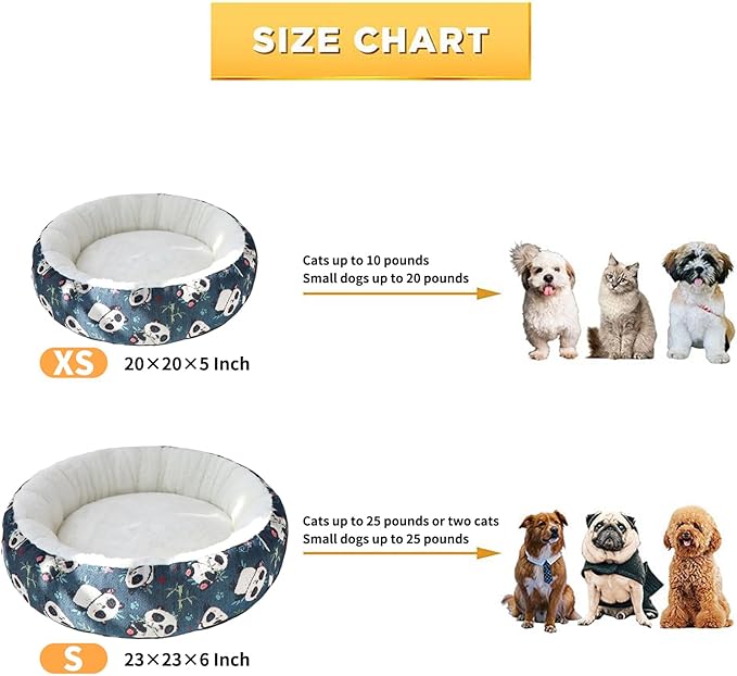 Circular Calming Dog & Cat Bed Anti-Anxiety Washable with Anti Slip Backing Donut Cuddler with Cute Jacquard Patterns for Cat and Small Puppy (XS-20in, Sunflower)