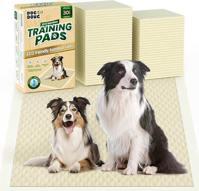 Puppy Pads 30 Count Small 22x22in Bamboo Training Pads Deodorizing Leakproof Quick Drying Dog Pee Pads Super Absorbent Disposable Pee Pads for Dogs Puppies, Doggie, Cats, Rabbits