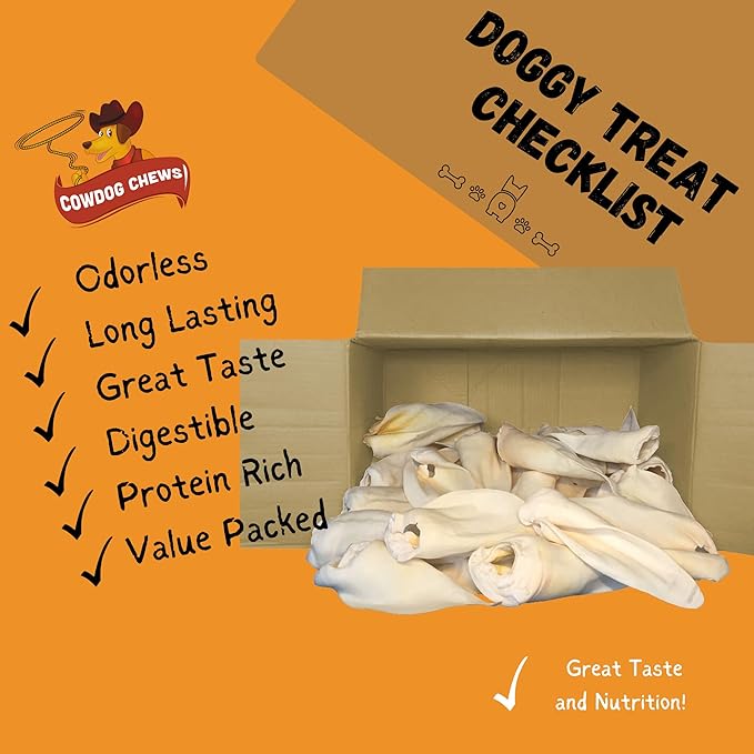 Cowdog Chews Premium Cow Ears for Dogs (25 Pack) – 100% Natural, Safe & Digestible, Collagen Rich, Long Lasting Chews for Healthy Teeth