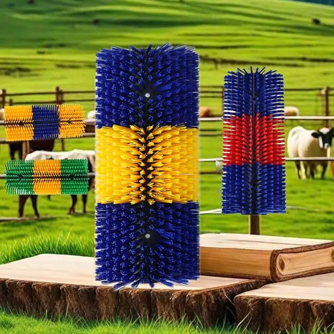 2PCS Livestock Scratching Brush, Scratcher Post with Cleaning Brush, Grooming and Massage Brushes for Goat Horse Cow, Animals Back Scratching Itch Brushes (Blue 2, 2 pack)