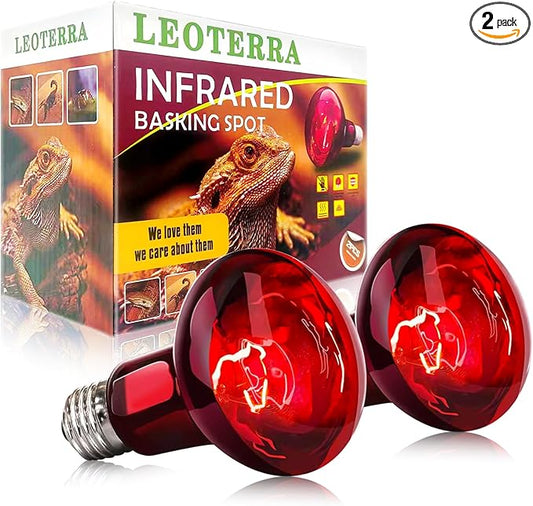 Leoterra 75w Reptile Heat Lamp 2PACK Red Night Heat Lamp Dimmable Heat lamp for Reptiles Night Heat Use E26 Base Long Service Life