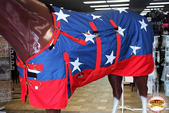 HILASON American Flag 74 in 1200D Winter Waterproof Poly Horse Turnout Blanket Belly Wrap