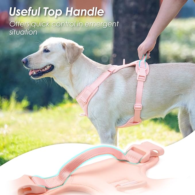 No Pull Dog Harness, Puppy Vest with Front Clip for Small Medium Large Sized Dog(Light Pink,M)