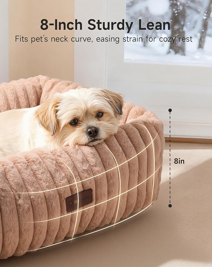 Heated Cat Bed Indoor, Pet Bed with 6 Temperature & 5 Timer Settings, Fluffy Cat Couch with Removable Machine-Washable Cover for Dogs Kitten Puppy in Winter, UL & FCC Certified, Medium, Brown