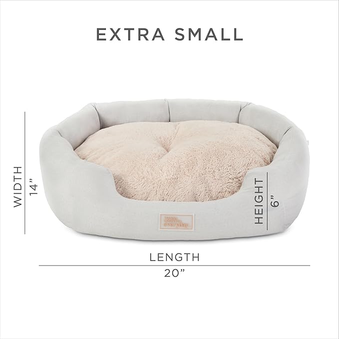 TOWN & COUNTRY EVERYDAY CuddleTown Faux Linen Comfy Cozy Cuddler Pet Bed, Supportive & Calming, Non-Slip Bottom, Machine Washable Cover, Grey, XS 20"x14"x6"