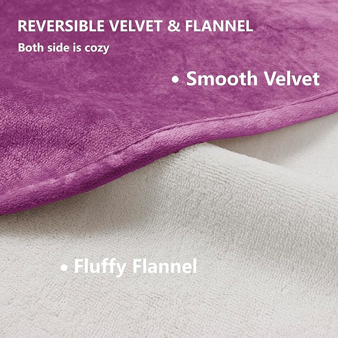 Waterproof Dog Blankets, Washable Pee Proof Pet Blanket for Couch, Soft Reversible Puppy Throw Furniture Protector Cover for Bed Sofa-68"x82",Purple+Cream