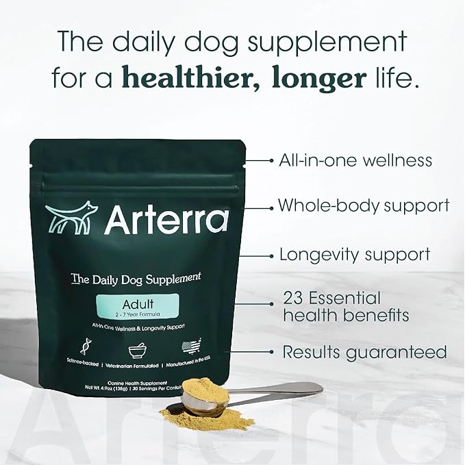 Adult Dog Powder Supplement & Food Topper – 46 Ingredients for Gut, Immune & Brain Health – Daily Longevity Multivitamin for Whole Body Wellness | 120 Scoops