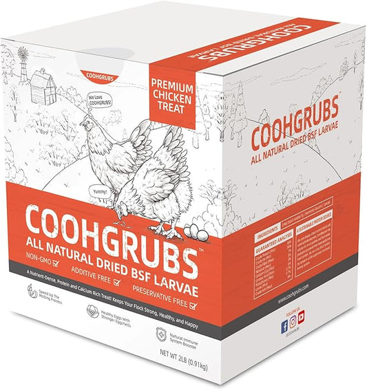 Dried Black Soldier Fly Larvae for Chickens, High-Calcium 85X More Than Mealworms Bird Treats, 2-lb Box