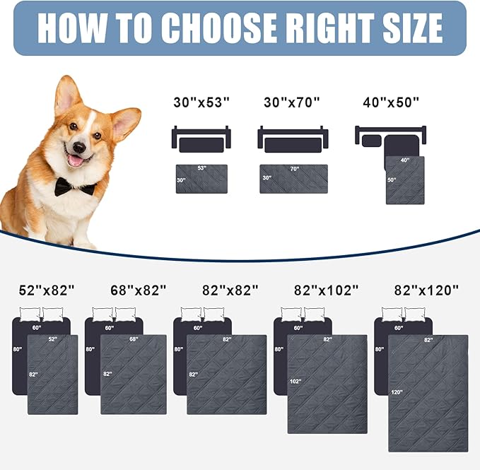 Smiry Waterproof Dog Bed Cover Pet Blanket, Soft Washable Dog Blanket for Furniture Bed Couch Sofa Reversible, Checkered (40"x50", Dark Grey/Black)