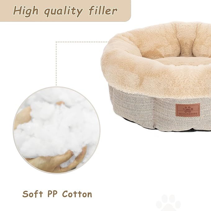WINDRACING Cat Beds for Indoor Cats,Kitten Bed,Dog Bed for Extra Small Dogs Breeds,Puppy Kennel Bed, Comfy Durable Pet Sleeping Bed, Washable Roun Cat Bed & Non-Slip Bottom, Size 18"L x 18"W x 7.5"Th