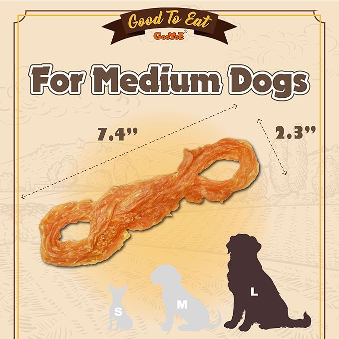 Gootoe Turkey Tendons for Dogs – All-Natural, Hypoallergenic Dog Treats, Rawhide Alternative, Long Lasting Puppy Chews, Healthy Dog Treats for Small Breeds, Rope (L), 16 oz Pack (1 lb)