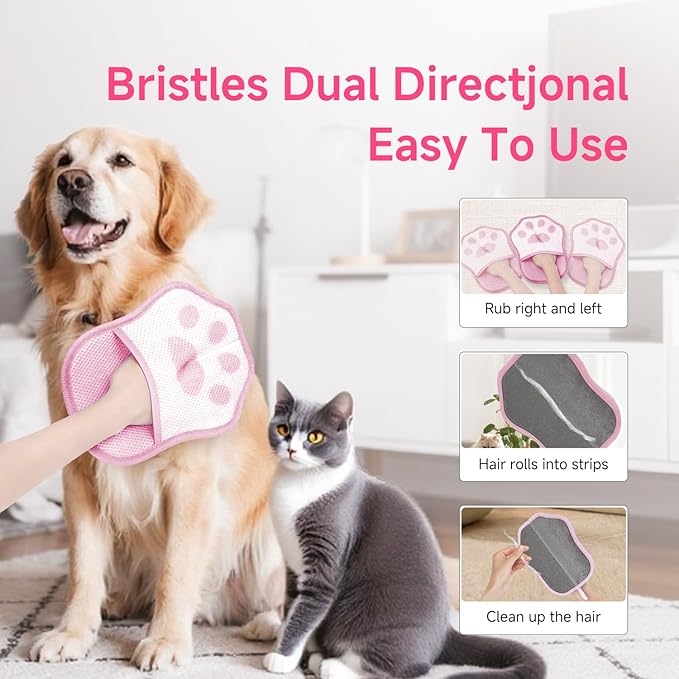 New 2025 Pet Hair Removal Glove - Electrostatic Deshedding for Dogs & Cats, Reusable Grooming Mitt for Furniture, Car, Couch,Size 9.8 x 7.87 x 0.5 in