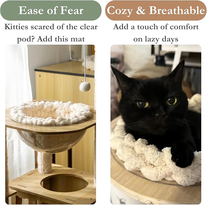 Cat Knitted Bed Mat, Extra-Soft Washable Warm Round Pads Cushions for Indoor Kittens, Cat Trees Towers, Perfect for Kneading and Sleeping (Green,Small)
