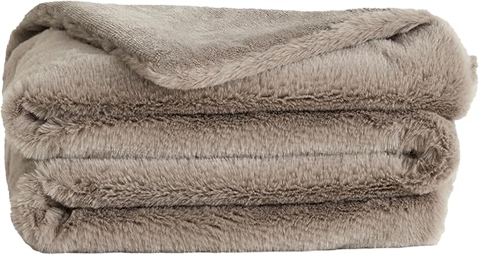 UnHide Lil’ Marsh - Faux Fur Blanket - Durable, Lightweight, Extra Soft Blanket - Machine Washable - Add a Layer of Softness to Any Bed, Couch, or Reading Chair - Taupe Ducky, X-Small (34” x 44”)