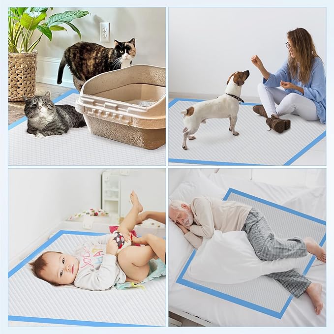 Upgraded 4XL 36"x36" Thicken 6 Layers Dog Pee Pads, Ultra Absorbent Pee Pads, Absorb up to 12 Cups, Leak-Proof & Quick Dry Puppy Pads for Puppy,Surgery, Older,Cats, Rabbits,45 Counts