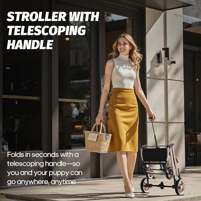 Pet Stroller with 4 Wheels, Dog Stroller with Detachable Carrier, One-Click Folding Pet Travel Carrier for Small, Medium Dogs Cats up to 50lbs, 3 in 1 Multifunctional (Cerulean)
