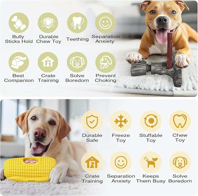 Dog Enrichment Toy - Bully Stick Holder, Indestructible Dog Toy for Aggressive Chewers, Keeps Them Busy - Provides Mental Enrichment - Durable - Food Grade - Easy to Clean(2-Pack Bundle)