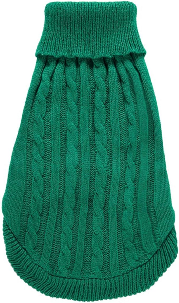 CHBORCHICEN Small Dog Sweaters Knitted Pet Cat Warm Dog Sweatshirt Winter Clothes Kitten Puppy Sweater (Small,Green)