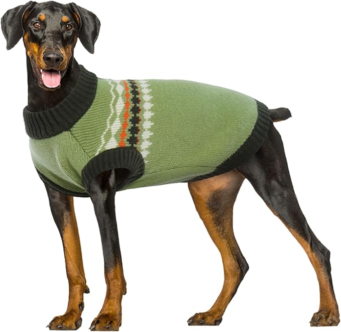Kuoser Dog Sweater, Dog Sweaters for Large Size Dogs, Boy Girl Dogs Christmas Sweater, Pet Sweatshirt Outfits for Male Female, Warm Big Doggie Pullover Knitwear Clothes for Fall Winter, Green XL