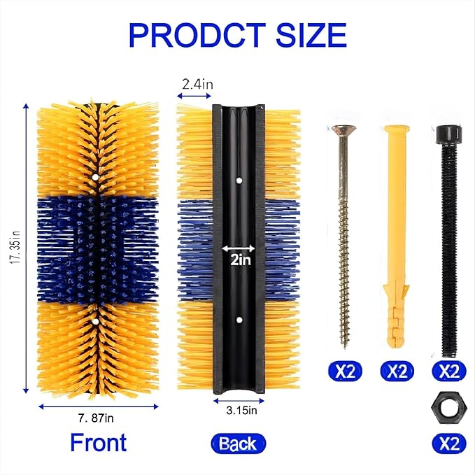 2PCS Livestock Scratching Brush, Goat Scratcher Brush Post with Cleaning Tool, Grooming and Massage Brushes for Horse Cow Sheep, Animals Back Scratching Itch Brushes