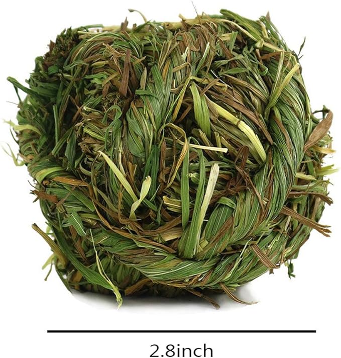 Rabbit Chew Ball Timothy Grass Grinding Small Animal Activity Play Chew Toys for Bunny Rabbits Hamster Guinea Pigs Gerbils (Pack of 2)