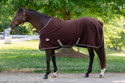Miller's Standard Neck Fleece Cooler for Horses -Burgundy with Grey Trim-87