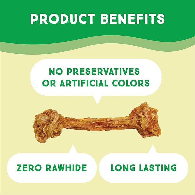 Ultra Chewy Turkey Tendon Knotted Bones for Dogs - Premium All-Natural, Hypoallergenic, Long-Lasting Dog Chew Treat, Easy to Digest - Ingredient Sourced from USA (3.5 Inch - 6 Pack)
