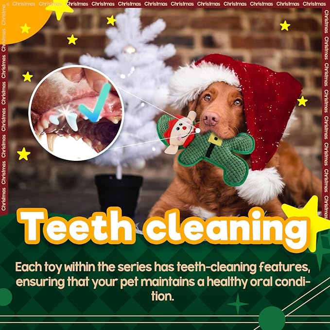 ALL FOR PAWS Christmas Dog Squeaky Toy Gift, Puppy Fecth Toy with Squeaker, Enrichment Dog Plush Toys
