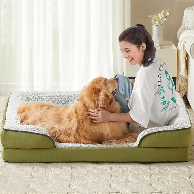 Orthopedic Dog Bed for Extra Large Dogs, Egg Crate Foam Bed for Extra Large Dogs, Equipped with Removable Waterproof Pillow Cover and Anti-Slip Bottom, Pet Bed