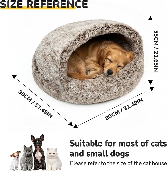 CATISM Large Cat Beds for Indoor Cats Dogs - Cat Bed Calming Nest, Self Warming Cat Bed Cave, Cozy Pod for Indoor Cat or Small Dog, Removable Washable Pet Cave with Non-Slip Bottom for Large Dogs