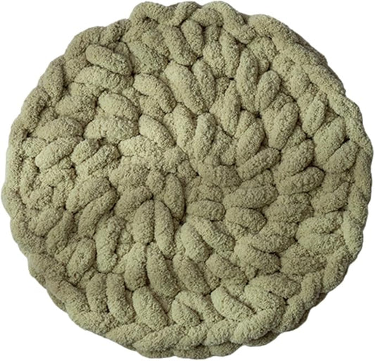 Cat Knitted Bed Mat, Extra-Soft Washable Warm Round Pads Cushions for Indoor Kittens, Cat Trees Towers, Perfect for Kneading and Sleeping (Green,X-Large)