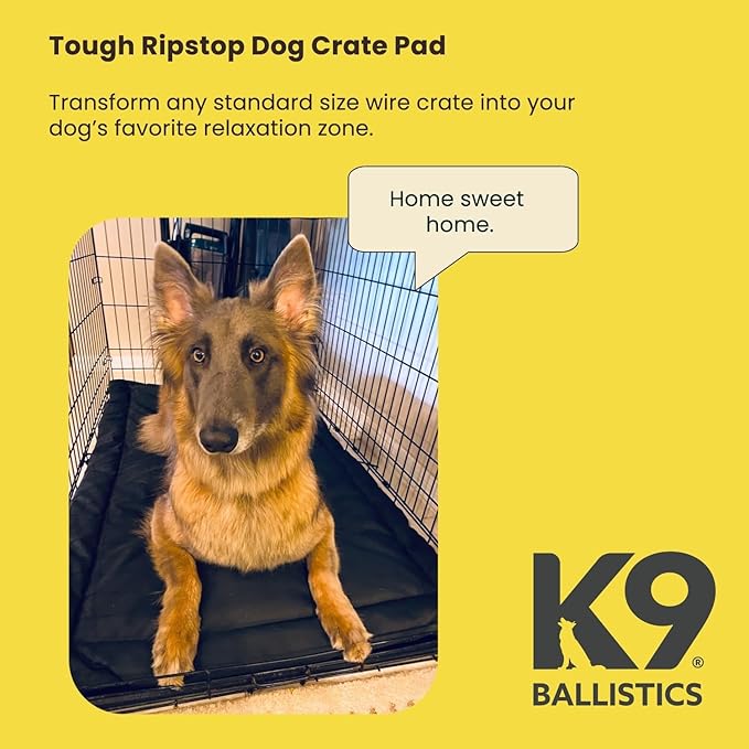 K9 Ballistics Tough Ripstop Dog Crate Pad - Durable, Machine Washable XL Kennel & Travel Mat for Extra Large Dogs, 47 x 29 Fits 48" Wire Crates, Sandstone