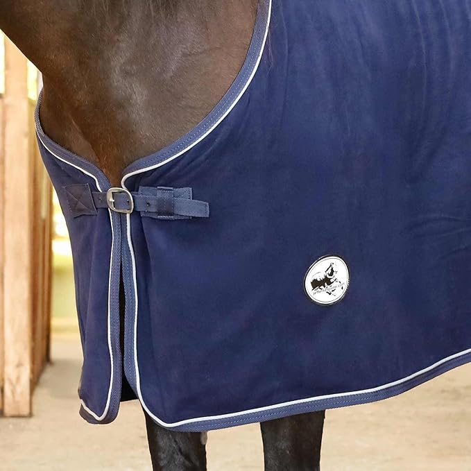 Jeffers Equine Elite Fleece Horse Cooler Blanket, 69 Inch – Soft, Adjustable Fit, Lightweight, Easy Care, Moisture Wicking Cooling Sheet with Surcingle for Post Exercise, Travel for Horses – Navy