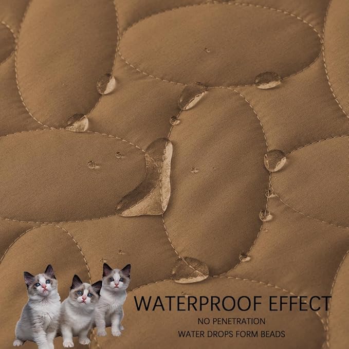 Ameritex Waterproof Pet Bed Cover Anti-Slip Dog Bed Blanket for Sofa and Furniture Waterproof New Pattern Design (Camel, 68x82 Inch (Pack of 1))