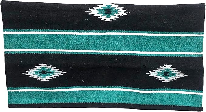 Majestic Ally 36"x 34" Navajo Design Acrylic Saddle Blanket -2.4 lbs (Turquoise Green and Black)