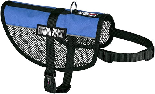 Dogline MaxAire Multi-Purpose Mesh Vest for Dogs and 2 Removable Emotional Support Patches, Medium, Blue