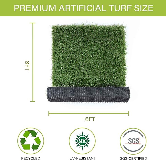 Sunturf Fake Grass for Dogs to Pee On, Artificial Turf for Dogs, Grass Pee Pad for Dogs Potty Training, Premium 6x8FT Extra Large, Indoor Outdoor Turf Grass Pad for Dogs