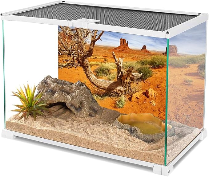 AWERT 72x24 inches Reptile Habitat Background Orange Desert Terrarium Background Durable Polyester Background